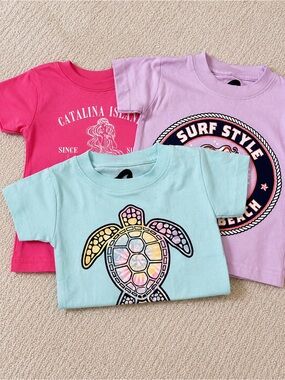 12 month Kids Short Sleeve Tee - Light Aqua Turtle Graphic